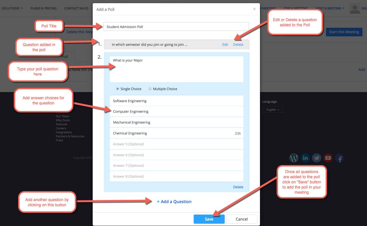 Polling settings panel