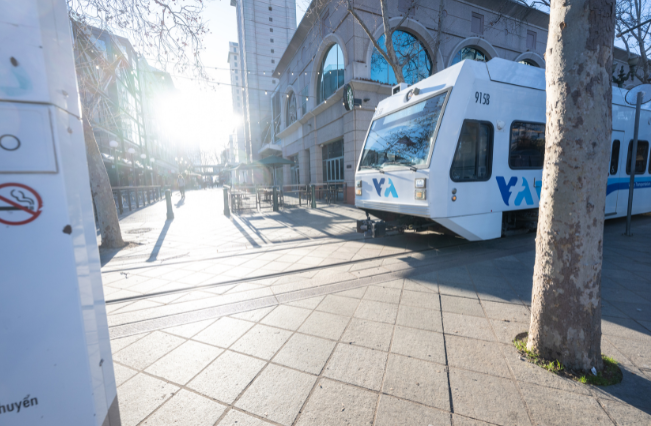 VTA light rail in downtown San Jose